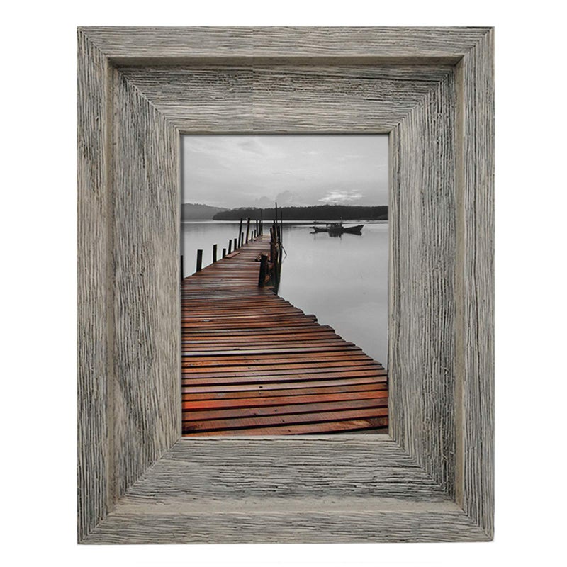 Eosglac 4x6 Rustic Picture Frame, Farmhouse Photo Frame for Wall and Tabletop Display, Weathered Gray - Image 1